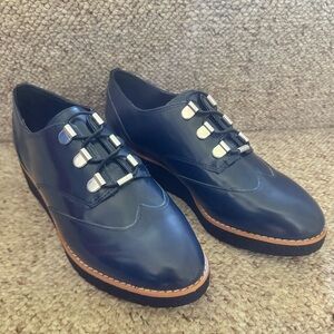 Rebecca Minkoff Polly Platform Wedge Oxford Shoes Navy